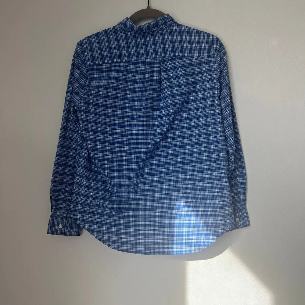 Ralph Lauren Performance Boy's Blue Plaid Long-Sleeve Button-Down Shirt 14-16
